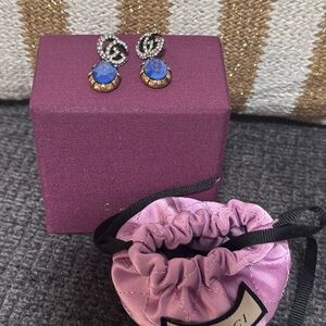 Gucci Blue and Gold Butterfly Earrings